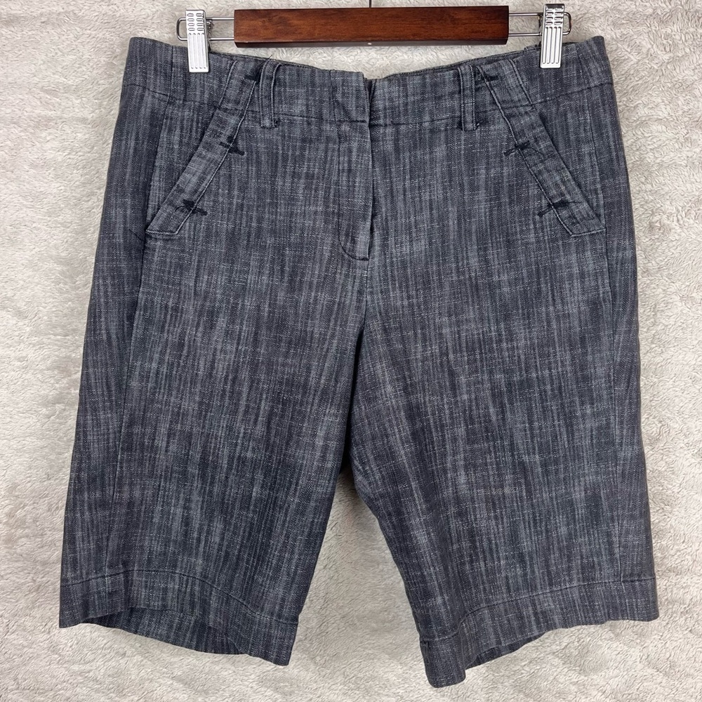 SANDRO Bermuda Shorts Size 10 Side Buttons Quiet Luxury Old Money Coastal Vacay